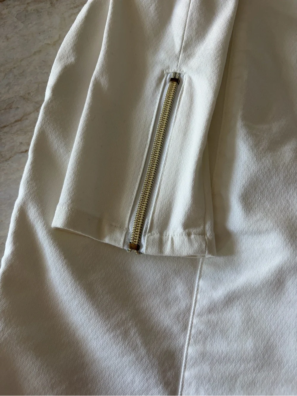 Jaanuu White Long Trench Coat with Gold Zippers